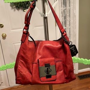 Beautiful deep red leather Joy Bryson pocketbook.